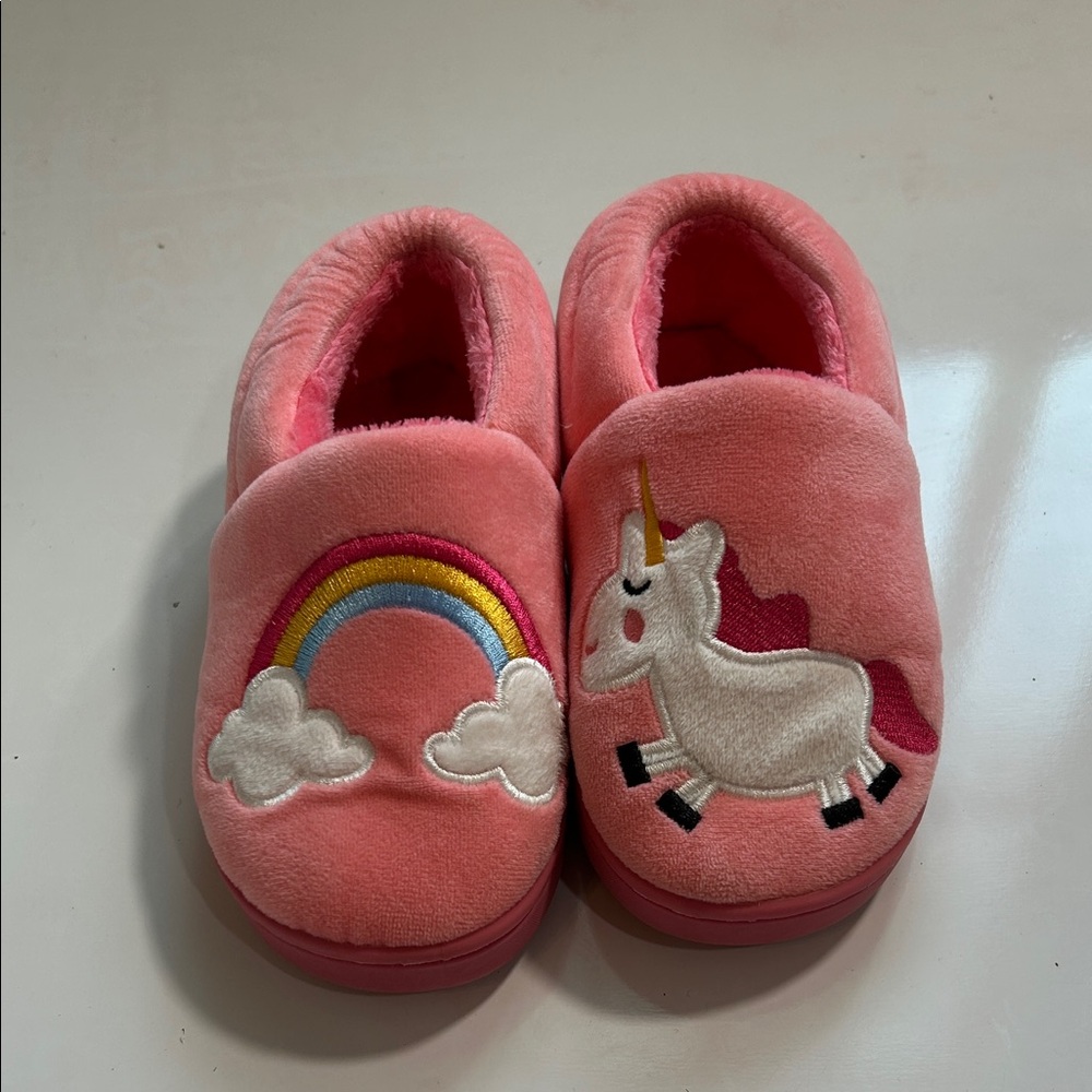 Pink Unicorn and Rainbow Slippers